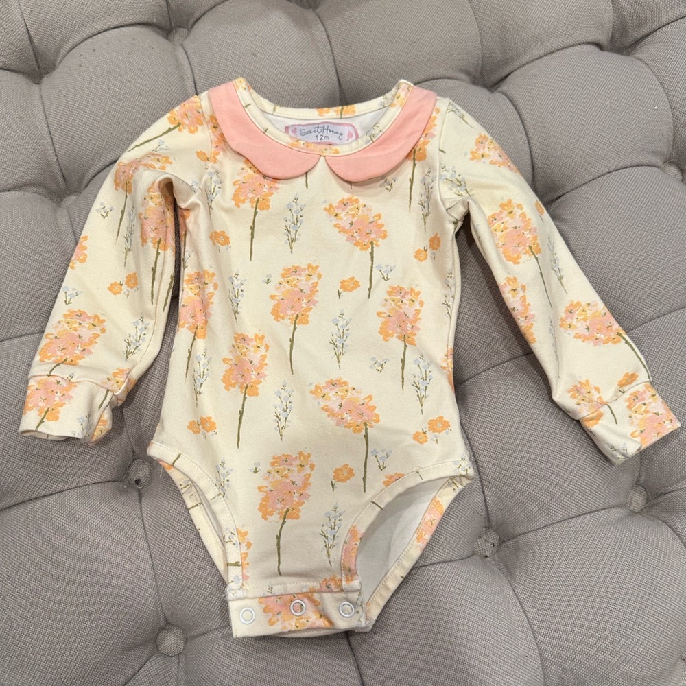 SweetHoney Pale Yellow and Pink Orange Floral Bodysuit leo, 12m